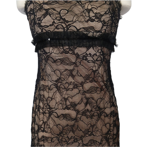 Vintage 90s Y2K Prom Dress Maxi Gown Size M 12 Black Lace Fairy Goth Betsy Adam - Picture 7 of 13